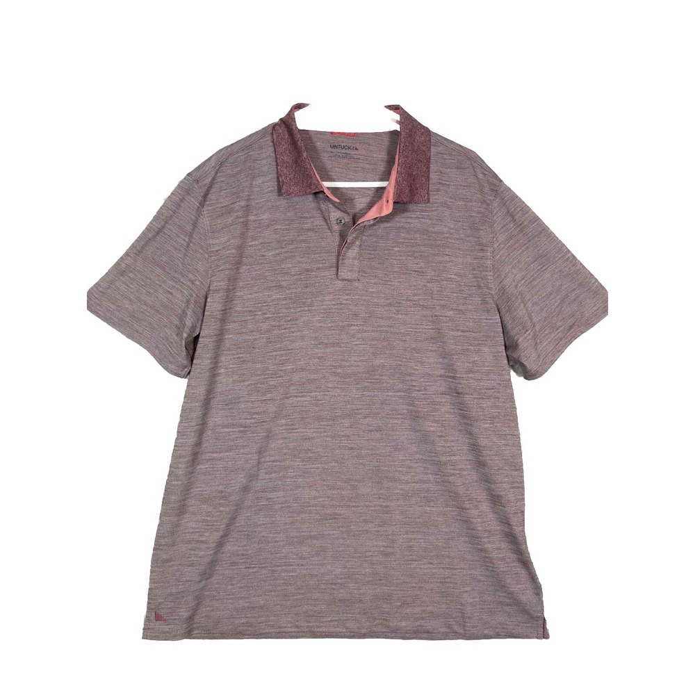 UNTUCKit Hannifer Polo Shirt‎ Mens XL Pink Space Dye Performance Wicking Golf
